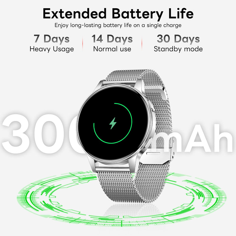 Smart Watch for Women, 1.27" HD Touchscreen Smartwatch with Bluetooth Call & Text Notification, 130+ Sport Modes, IP68 Waterproof Fitness Tracker with Heart Rate/Sleep Monitor, 3 Bands Silver-1