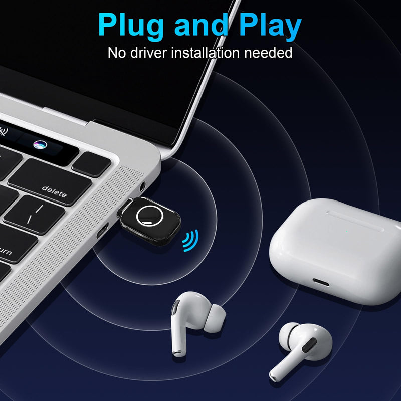 ZIOCOM USB-C Bluetooth Adapter for PS5, Bluetooth 5.3 Dongle with APTX Low Latency & aptX-Adaptive, Wireless Audio Transmitter for Headphones & Earbuds, Not for Keyboard/Mouse/TV(Black) Black