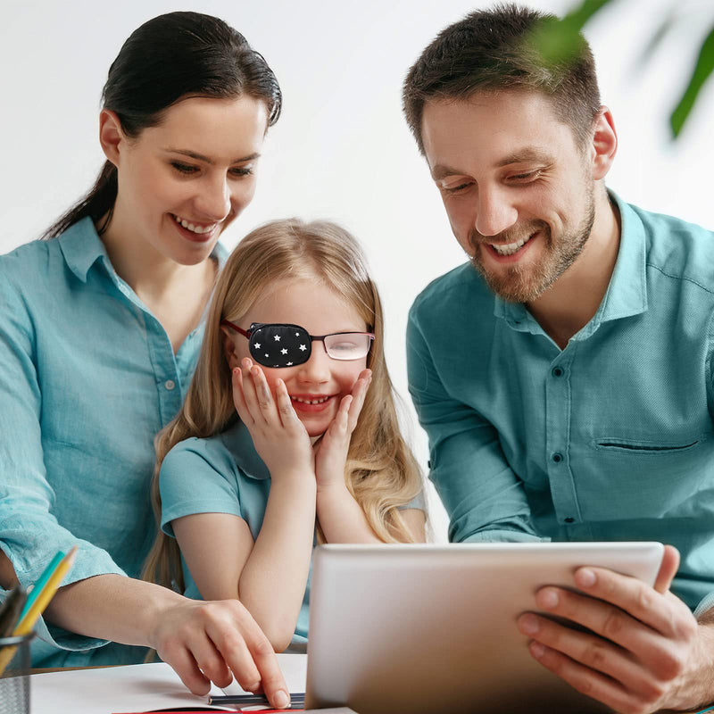 [AUSTRALIA] - 6 Pieces Silk Eye Patch for Adults Kids Glasses to Cover Either Eye Soft Eye Glass Cover Single Eye Patches (Dark-Color Style) Dark-color Style 