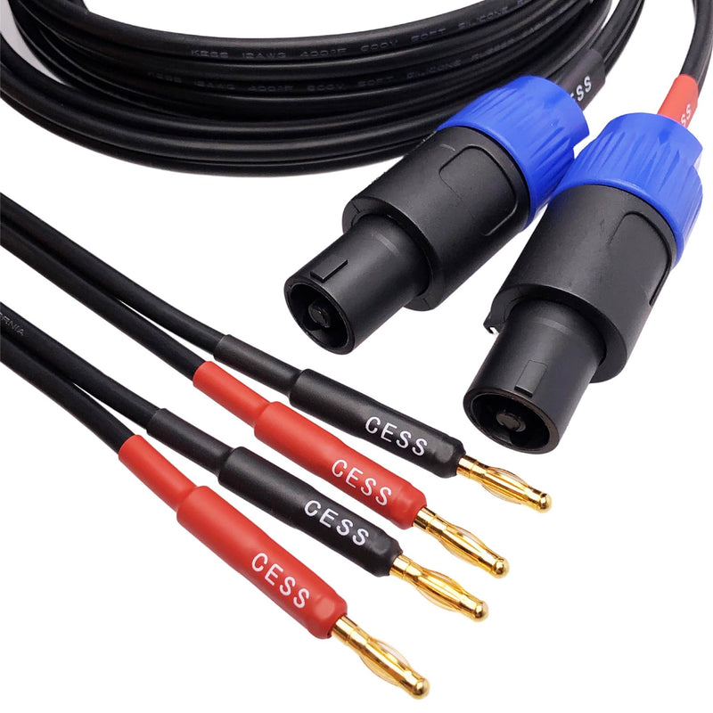 CESS-274-6f Super Soft Silicone 12 Gauge Wires Banana Plug to Speakon Speaker Cable (6 Feet) 6 Feet