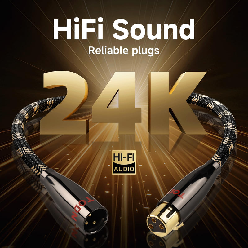 TODN A Pair Balanced XLR Cable for Audiophile, Professional XLR Mic Stereo Audio Cable with O-C-C Core, Dual Shielded for Live Sound/Studio (3ft/1m, 1 Pair) 3.3 ft A Pair - Pro