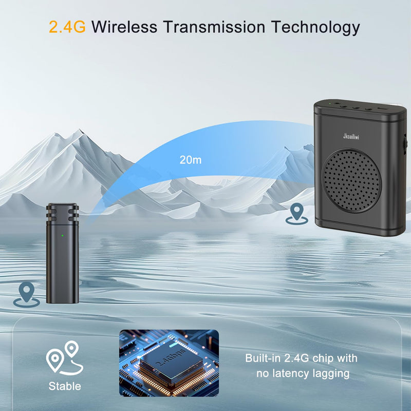 [AUSTRALIA] - Voice Amplifier for Teachers with Clip-On Wireless Lapel Mic, [Bluetooth 5.3] Teacher Microphone for Classroom, Portable Mini Megaphone Speaker PA System for Elderly/Public Events/Tours 