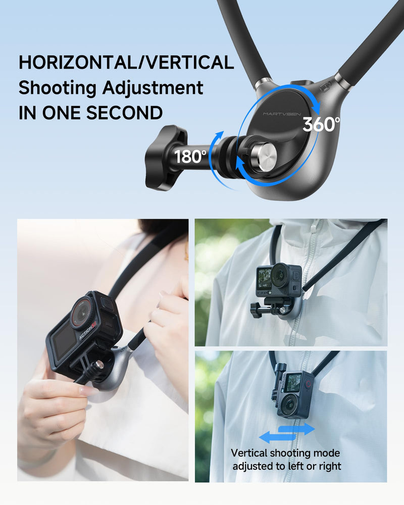 Chest Mount for GoPro - Invisible Magnetic Module & Dual-Stability Straps - Universal Hands-Free Chest Mount for Go Pro All Action Cameras & Neck Mount POV Scenarios