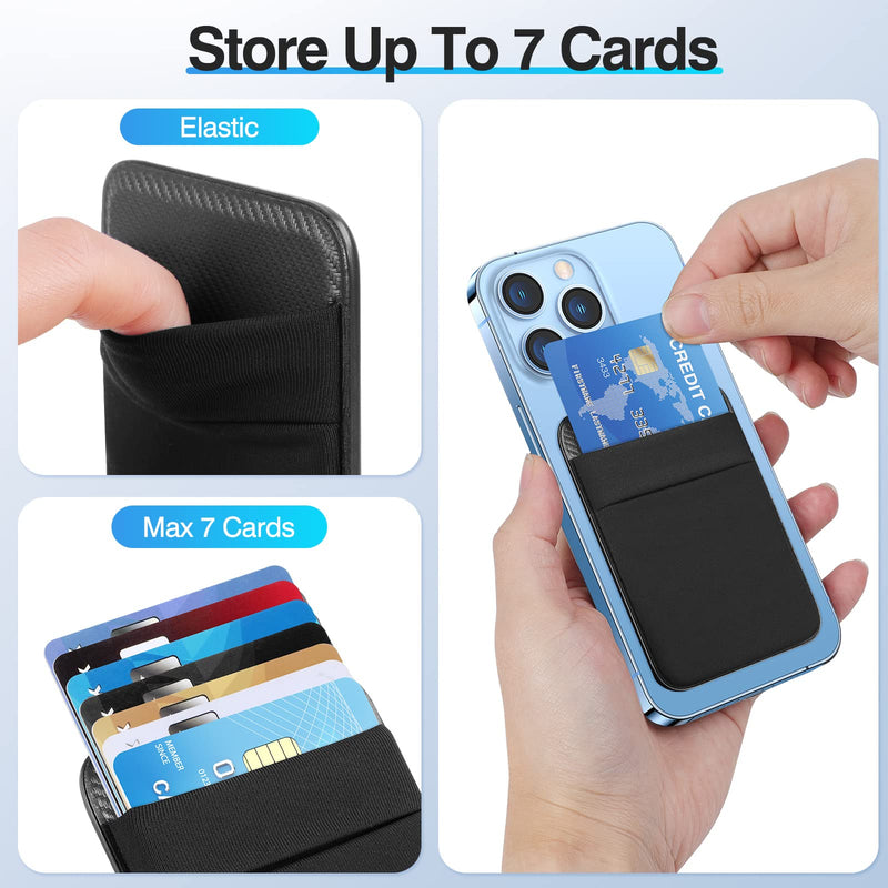 SHANSHUI Wallet Compatible for Magsafe, Magnetic Phone Wallet Card Holder for Back of Phone Compatible for iPhone 15/14/13/12 Mini/Plus/Pro/Pro Max & Magsafe case -Black Black