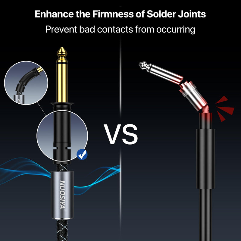 1/4 Inch TS to TS Guitar Cable 20FT Electric Instrument Bass AMP Cord Braided Guitar Cables for Electric Guitar, Bass AMP, Keyboard, Mixer, Equalizer (Straight to Right Angle) Braided Black