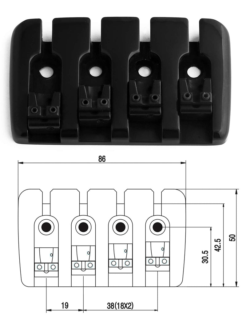 [AUSTRALIA] - 4 String Bass Bridge A Style Top Load Tailpiece with Zinc Saddles for Electric Jazz Bass P Bass Black High Mass. 