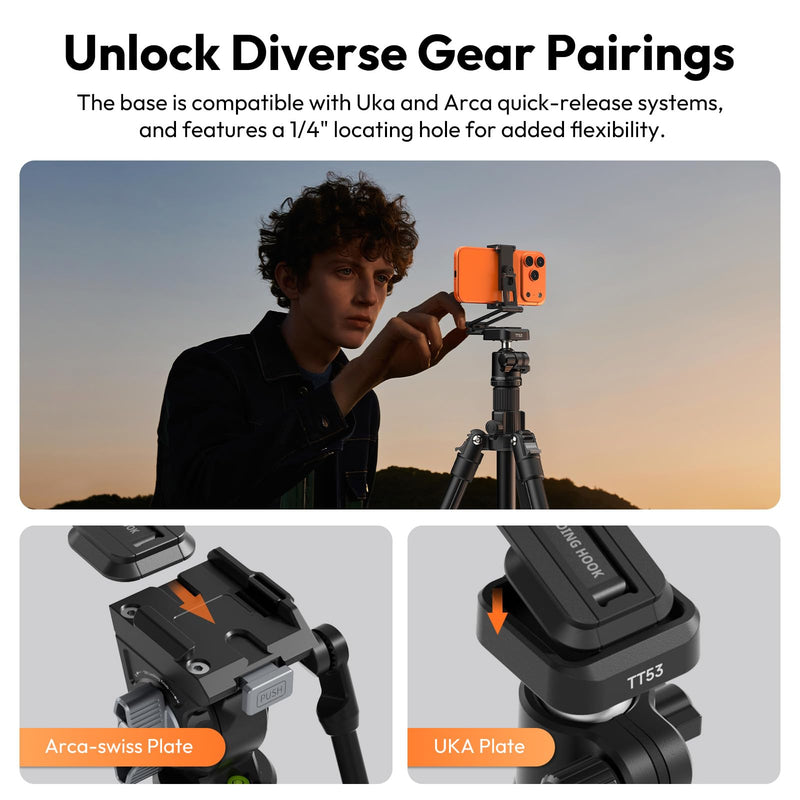 [AUSTRALIA] - ULANZI Phone Tripod Mount with Arca Uka Base, Foldable Mini Tripod with 2 Cold Shoes Handheld Grip Compatible with iPhone17/16/15/ Android, Metal Phone Clamp for Desktop Vlogging Travel 