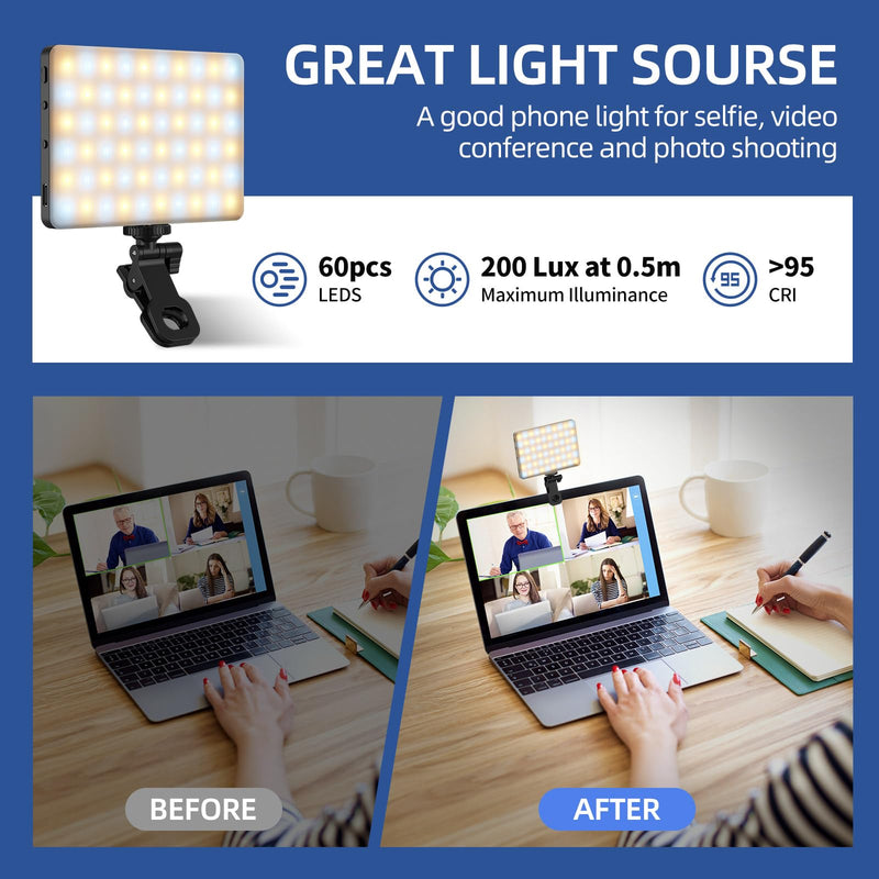 Led Selfie Light,Phone Light wtih Clip,3000mAh Rechargeable Selfie Light, Photo Light with 3 Light Modes, Portable Led Light for Phone,iPhone,Laptop,Pictures,Video Recording,TikTok, Selfie,Live,Vlog 3000mAh