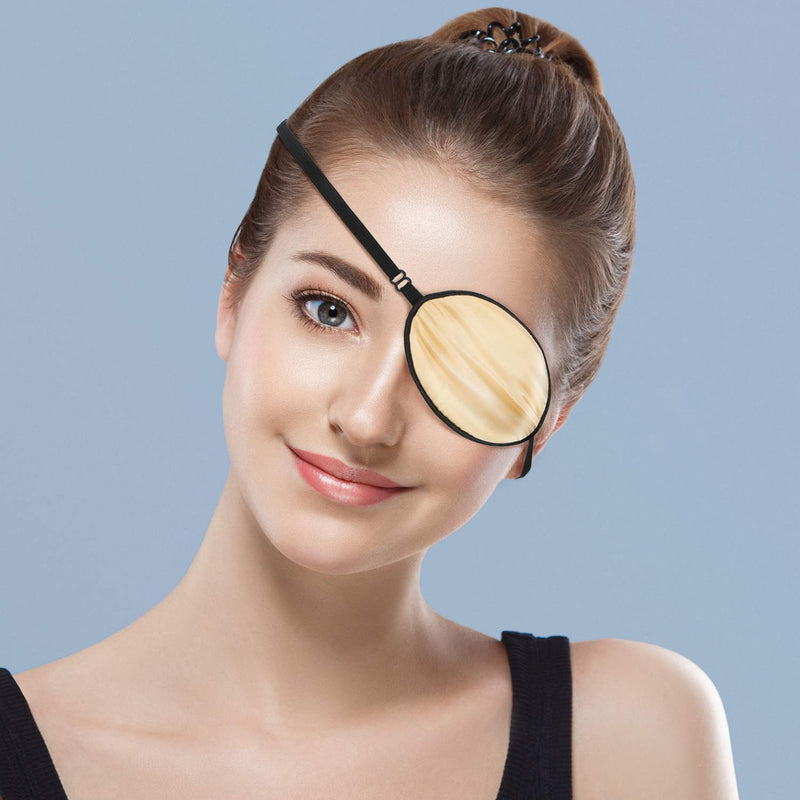 3 Pieces Silk Eye Patch Elastic Lazy Eye Patch Adult Adjustable Single Eye Patch with Elastic Strap (Black, Champagne, Peach) Black, Champagne, Peach