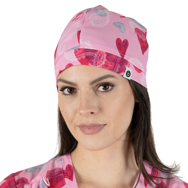 B-well Modena Surgical Hood Fabric Surgical Caps Fabric Nurse Accessories for Doctors, Nurses, Dentists, Pharmacists, Vets, Medical Staff Unit size Love 1