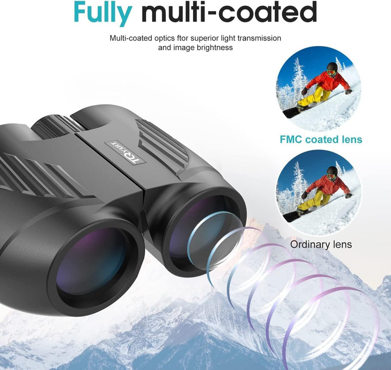 [AUSTRALIA] - 20X25 Compact Binoculars for Adults,Large Eyepiece Waterproof Binocular,Easy Focus Small Binoculars for Bird Watching,Hiking and Concert, Black 