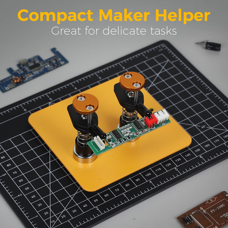 Toolour Third Hand for Maker - Compact Soldering Aid Holder with Dual Parallel Clamps, Adjustable Magnetic Base for Boards, Fine Cables and Components, 10 x 10 x 0.5 cm, No Spring Back without Bite 2PC-Y