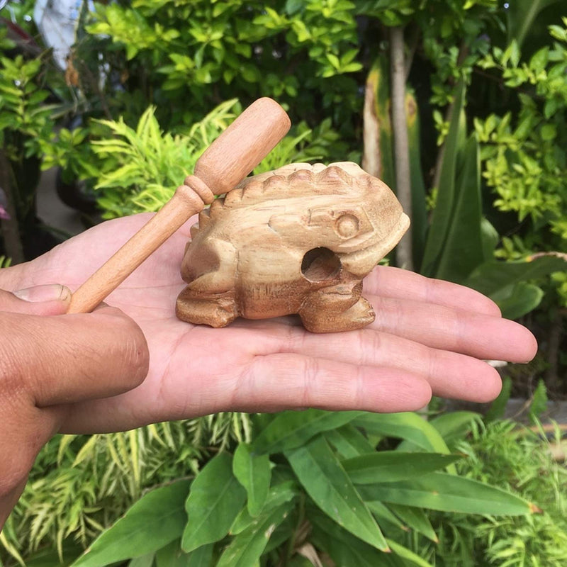 Percussion Instruments Wooden Frog Medium Size 4.8 Inch, 4 Inch and 3 Inch Family Wood Frog Guiro Rasp Musical Instrument Tone Block Musical Instrument Home Office Decoration