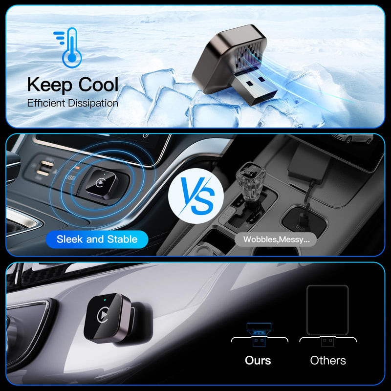 (2026 Upgraded) 2 in 1 Wireless CarPlay Adapter for Apple iPhone＆Android | Small Size,Plug and PlayFast Use Supports 1000+ Cars Wireless Adapter for CarPlay＆Android-No Latency to Screen(Silver) Silver