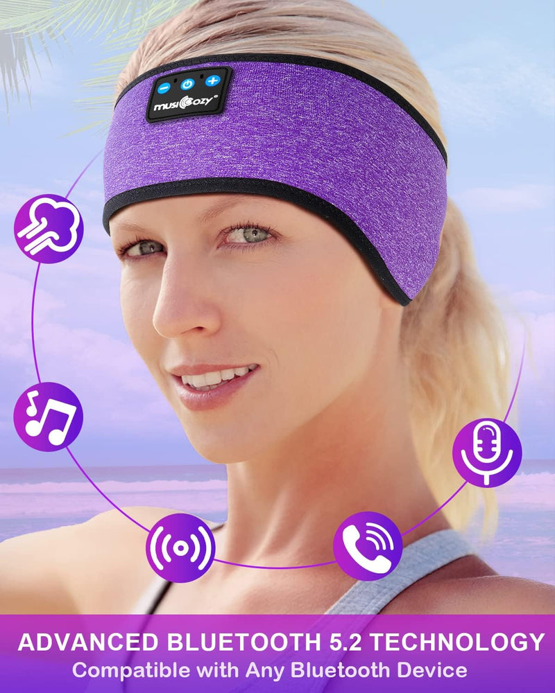 [AUSTRALIA] - Lullaband Sleep Headphones Headband, Ultra-Long Play Time Sleeping Headphones with Built in HD Hi Fi Speakers, Perfect for Sleep, Workout, Yoga, Travel, Meditation Dark Purple 