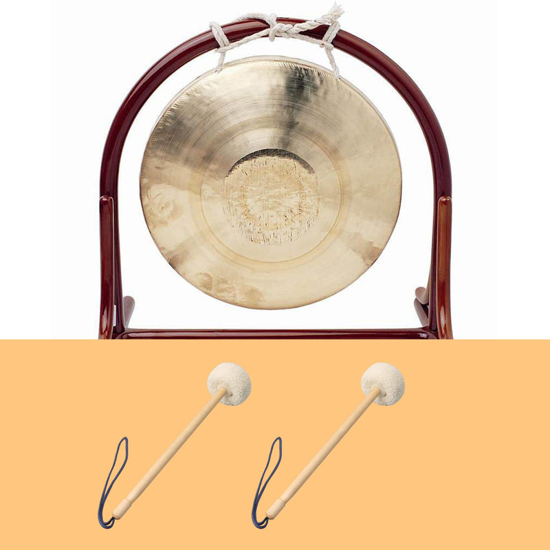 [AUSTRALIA] - 2 Pcs 14 Inch White Soft Wool Gong Mallet Felt Head Dia 80mm With Wooden Handle 
