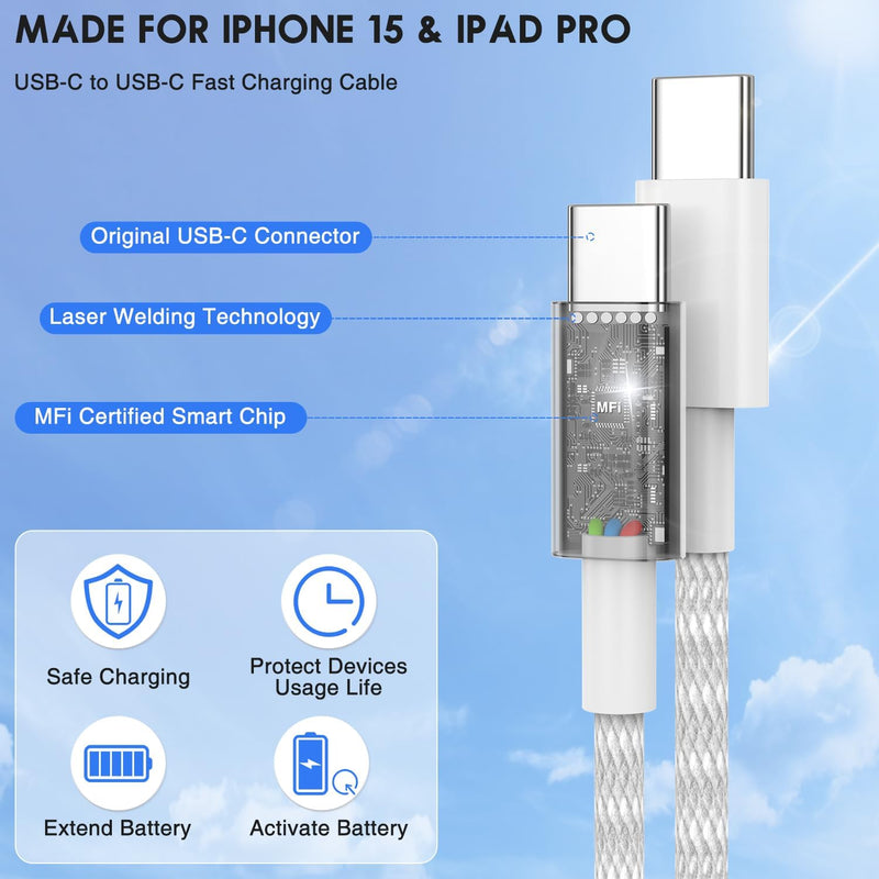 Fast Charging for i Phone 15 Pro Max Charger 2Pack, 20W Type C Fast Charger Block with 6FT Long USB C to USB-C Cable Compatible with iPhone 15/15 Pro/15 Plus/for iPad Pro 13/12.9/11/Pad10th/Mini 6FT+6FT Pink