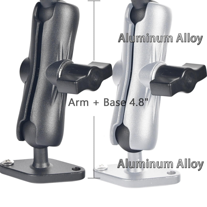 VAUBORTTI 1" Ball Phone Mount – Aluminum Alloy Arm & Base, Double Ball Joint, 360° Adjustable, Screw-Mounted Base, Fits RAM B Size System – Universal Holder for Car, Truck, Van, Desk, Wall, Dashboard