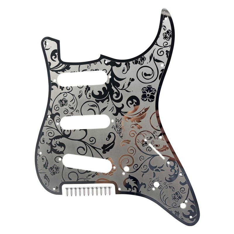 Stainless Steel Guitar Pick guard 11 holes SSS Single Coil Mounting Screws 9/32''Potentiometer Metal Electric Guitar Pickguard Compatible with Stratocaster Strat ST Style Guitar (Chrome) SSS-7mm Chrome