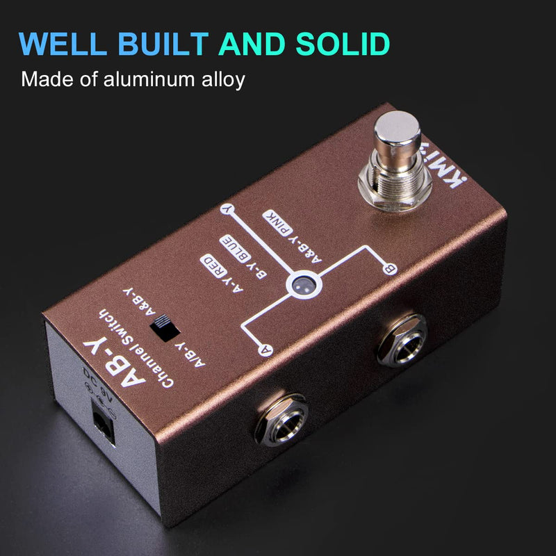 Kmise ABY Pedal,Box Line Selector AB Switch,Electric Guitar Effects Pedal Mini Single Type DC 9V True Bypass