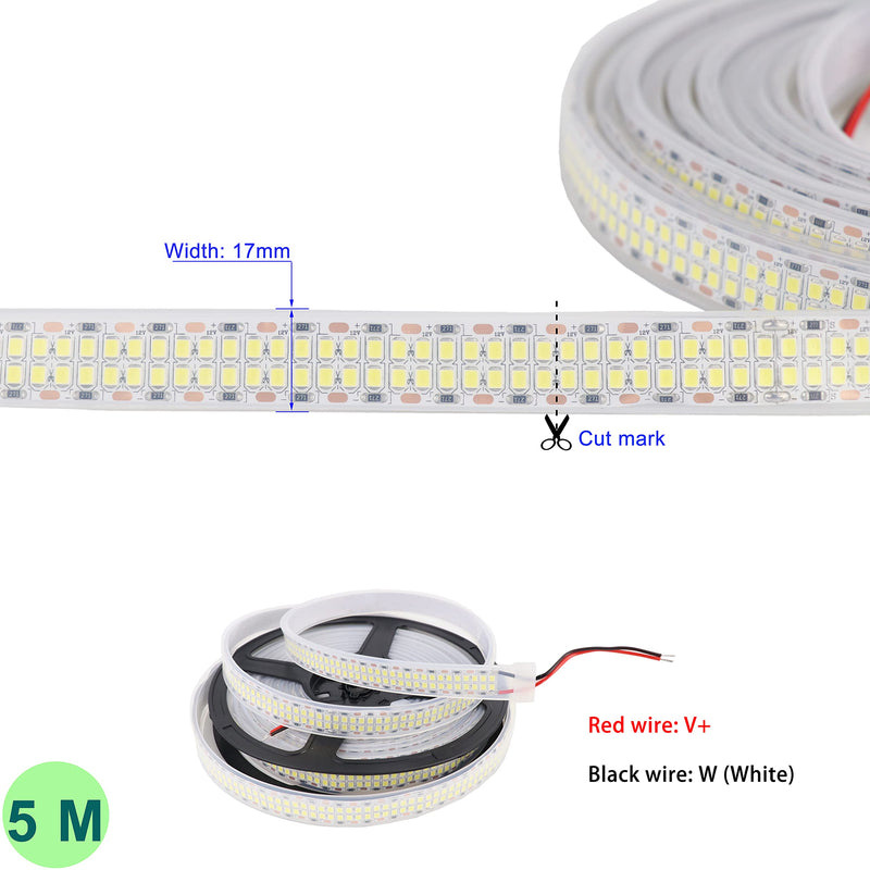 [AUSTRALIA] - LEDENET LED Strip Lights Cold White 6500K 16.4ft Double Row 2835 SMD 2400LEDs DC 12V Daylight Bright LED Tape Light Flexible Dimmable Ribbon Lamp 5M Waterproof IP67 Outdoor Lighting Decor 