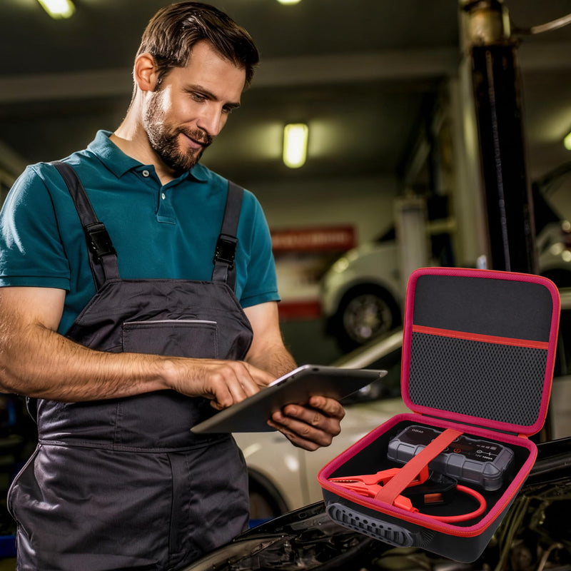 [AUSTRALIA] - Protection Storage Case Compatible with NOCO Boost GB40 / GB20 / X GBX45 UltraSafe Jump Starter Lithium Battery Booster Pack and Accessories（Black Case + Red Zipper）-Flaxune Case for Boost GB40 / GB20 / X GBX45 