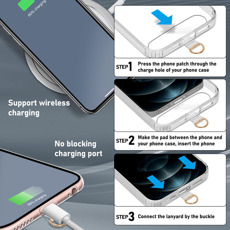 Cell Phone Lanyard Pads, Thinner Durable TPU Phone Patch Clear Universal Phone Tether Tab Without Adhesive (2*clear) 2*clear