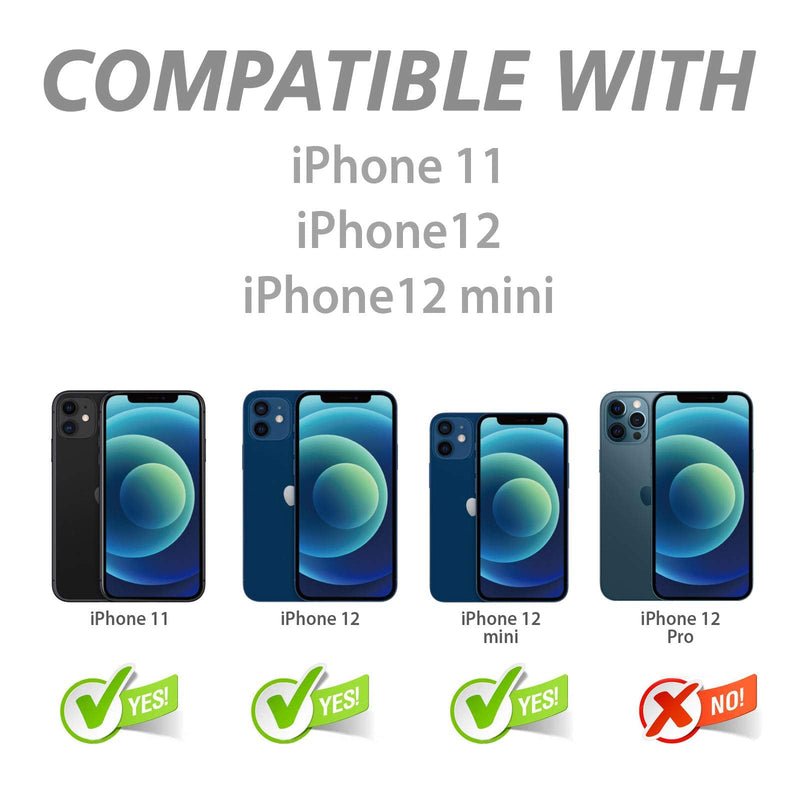 Camera Lens Protector for iphone 12/12 Mini / 11, Tempered Glass Film, Aluminum Alloy Screen Cover, 2 Pack Black, with Cleaning Kit