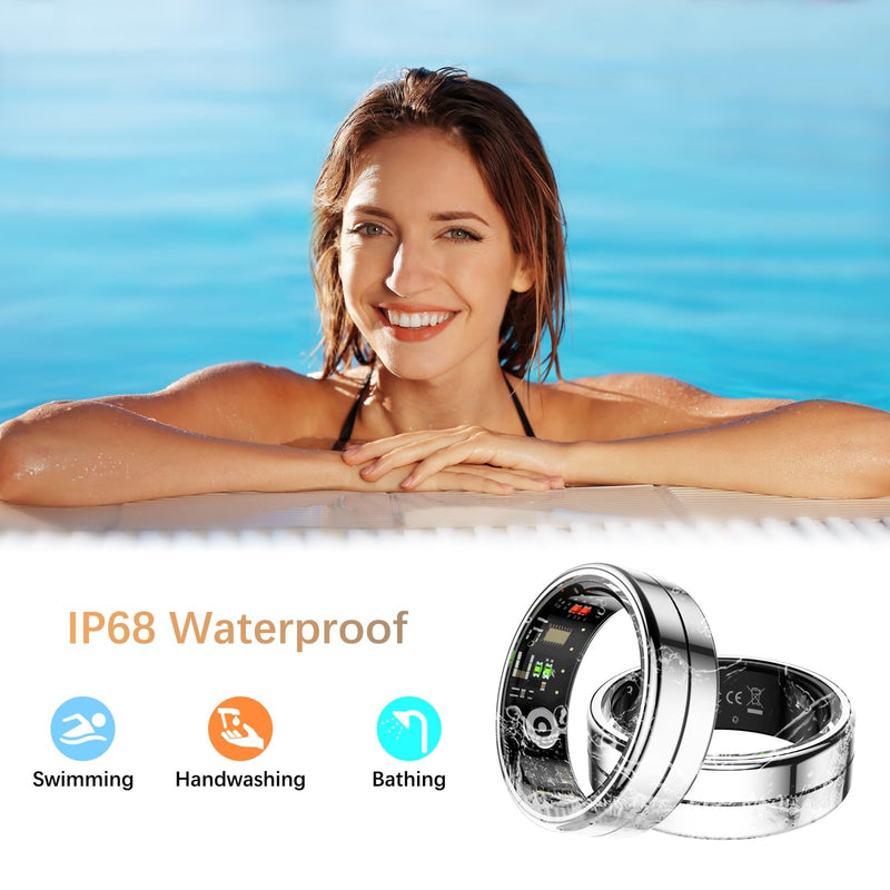 Fit Ring for Women Men, Ring Health Tracker with Heart Rate,Blood Oxygen,Heart Rate Variability, Stress, Sleep Monitor, Step Counter, Smart Ring for iPhone & Android, No Subscription Fee (Silver, 11#)