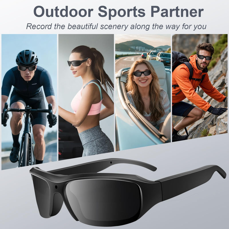 Camera Sunglasses Sports Action Camera Glasses 1080P Video Smart Glasses Cam UV Protection Polarized Lens Support Photos/Videos Recording mit 16GB Micro SD Card & Card Reader for Outdoor Activities 16.0 GB