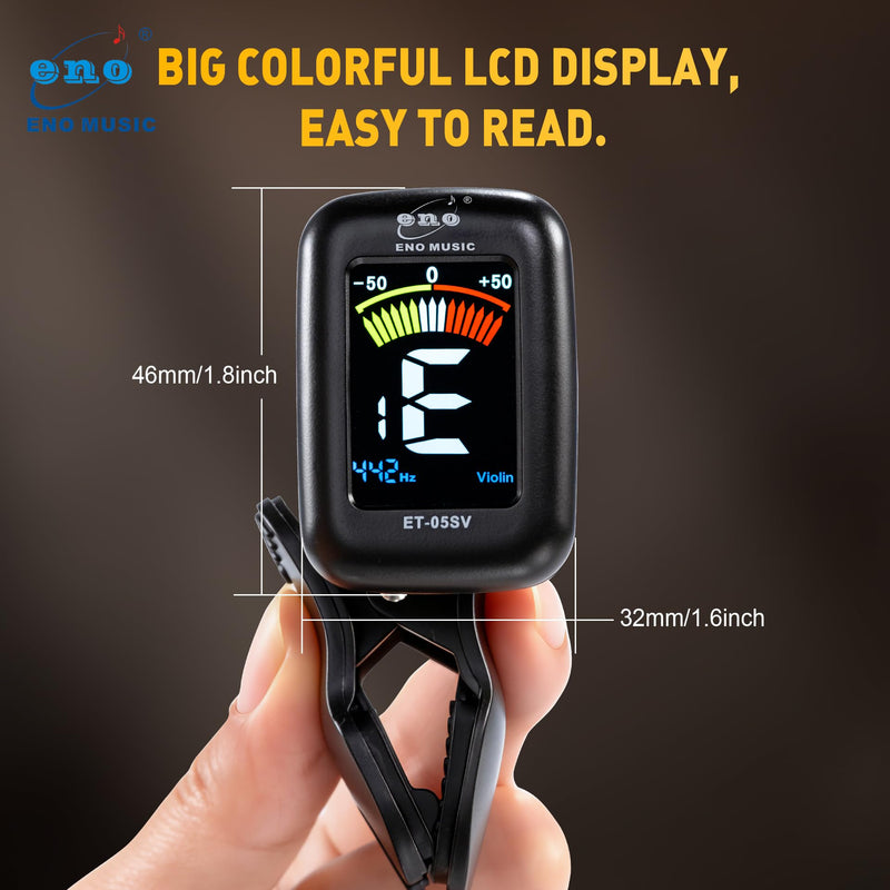 [AUSTRALIA] - ENO MUSIC Professional Violin Viola Tuner, Colorful LCD Display Easy Control Clip on Accurate Violin Tuner ET-05SV 