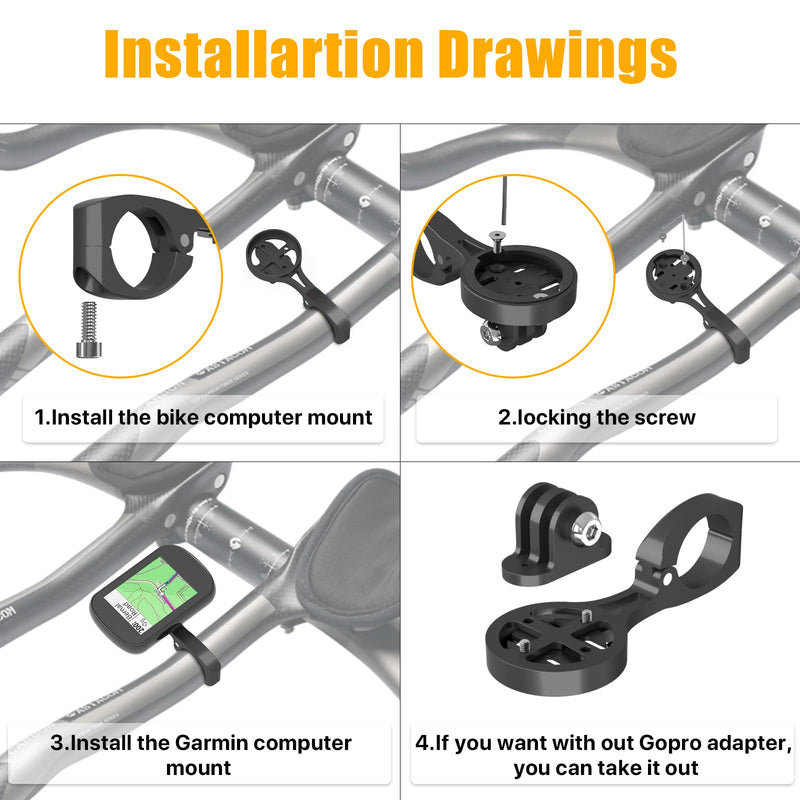 Bike Computer Mount For Aero Bars - Aero Bar Bike Computer Mount For Garmin Edge, Aero Bar Computer Mount Compatible with Garmin GPS Bike Computer, Wahoo, Bryton, Cateye, GoPro Full Range & Flashlight Black