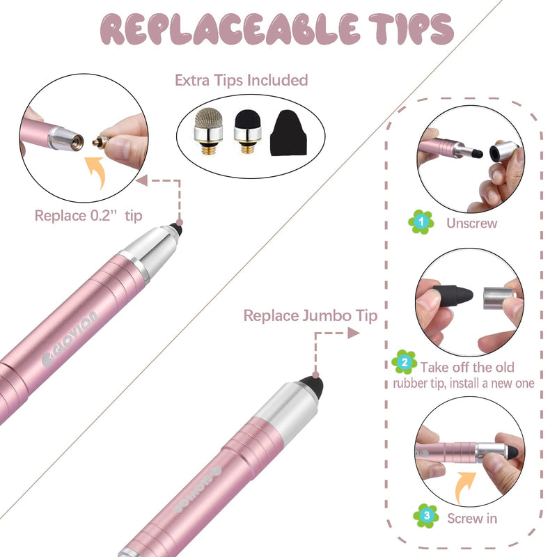 Stylus Pen for ipad, Easy Grip Kids Stylus Pens for iPhone IPad Air Capacitive Touch Screen Stylus for Kid Student Drawing Writing, Stylist Pen for Chromebook Android Fire Edition Tablet - Rose Gold