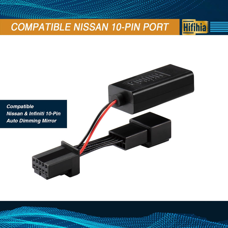 10-Pin Type N Plug & Play Dash Cam Power Adapter, Rearview Mirror Connector Compatible with Nissan Rogue Frontier Altima, Infiniti Q50 QX60, Mazda CX-5, Subaru Outback
