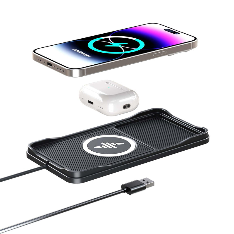 Wireless Car Charger,LANSEMKU Car Wireless Chargers Charging pad Non Slip 15w Fast Charger for Car Wireless Phone Charger for iPhone 16/15/14/13/12 Pro Max,Samsung for Android (Black-100cm Cable) 100cm Cable-for IPHHONE PRO MAX