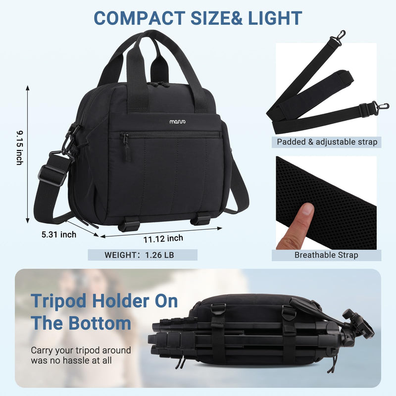 MOSISO Camera Bag, Photography Shoulder Bag Padded Camera Case, Black | DSLR/SLR/Mirrorless Lightweight Padded Camera Case with Rain Cover&Bottom Tripod Holder Compatible with Canon/Nikon/Sony