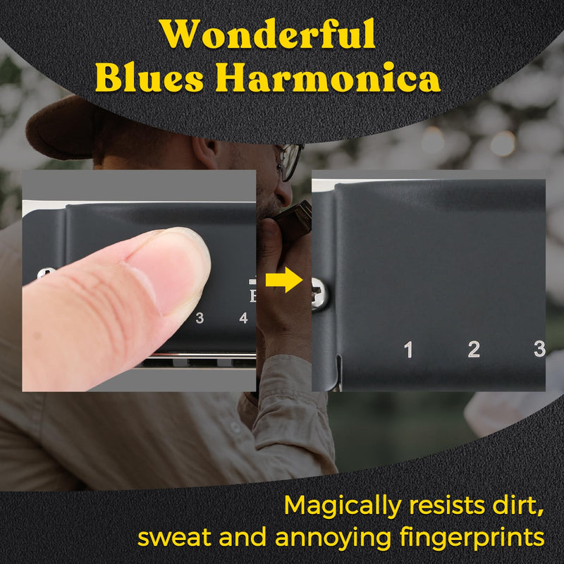 [AUSTRALIA] - EastRock Harmonica, Blues Harmonica Mouth Organ 10 Hole G Key with Case, Diatonic Harmonica for Professional Player, Beginner, Students, Adult, Friends, Gifts（Matte Black Finish） update10hole-G 