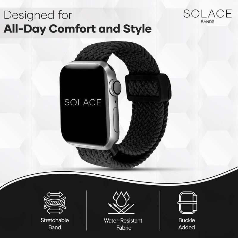 Solace Bands Imperium Adapt Wide Adjustable Nylon Braided Watch Band - Compatible with All Apple Watches - Solace Apple Watch Bands for Women & Men - Smart Watches Band Series 11-1, Ultra, SE Sand 38/40/41/42MM Regular