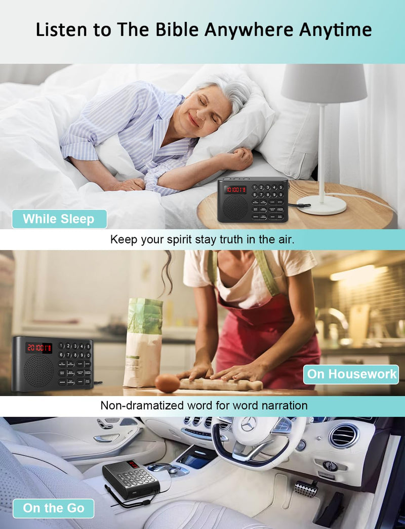 [AUSTRALIA] - iGuerburn KJV Audio Bible Player for Seniors, Electronic Bible Old & New Testament in King James Version, Easy Read Talking Bible with 26H Playtime 