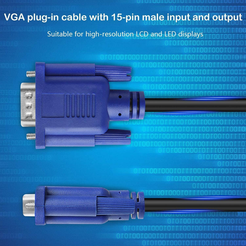 PASOW VGA to VGA Monitor Cable HD15 Male to Male for TV Computer Projector (10 Feet) 10 Feet