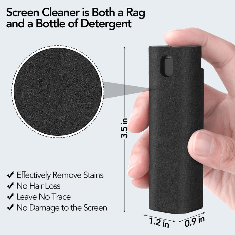 [AUSTRALIA] - 2 Pcs Fingerprint Proof Screen Cleaner, 3 in 1Touchscreen Mist Cleaner Spray Wipe Cleaner Screen Cleaner Soft Fiber Flannel,Safe for All Phones Glasses Tablet Laptop TV Watch Screens (Black) black 