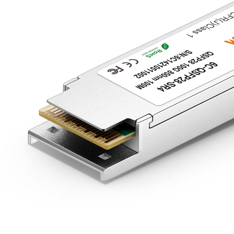 6COMGIGA 100GBASE-SR4 QSFP28 850nm 100m DDM MMF Transceiver, 100 Gigabit QSFP28 MPO Multi-Mode Module Compatible with Cisco QSFP-100G-SR4-S 100GBase-SR4: 100m