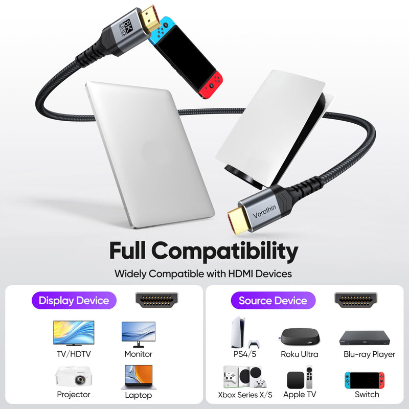 8K HDMI Cable 3 FT 10-Pack, High Speed HDMI Cord 2.1 3FT 48Gbps Multipack | HDMI Computer Monitor Cable 4K@120Hz/144Hz 8K@60Hz, HDR10 eARC HDCP 2.2/2.3 for PC PS5,PS4,Xbox,Laptop,HDTV,Roku TV,Soundbar Grey