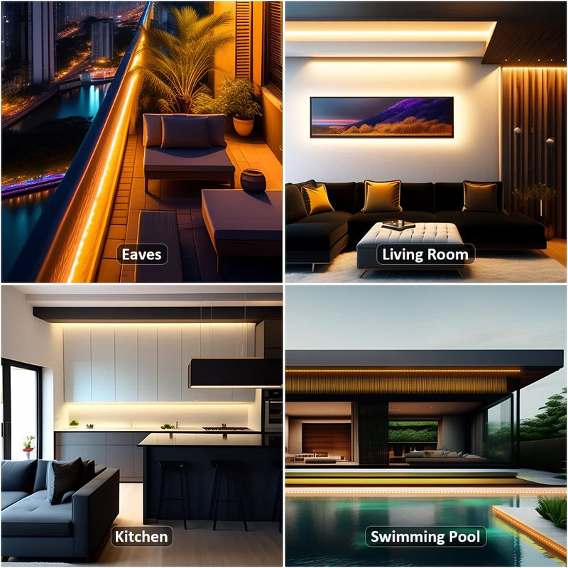 [AUSTRALIA] - NOVOSTELLA 20ft Waterproof Tunable White LED Strip Lights, Dimmable Flexible Rope Light 3000K-6500K 12V Tape Light with Remote, Ribbon for Outdoor and Indoor Bedroom Home Mirror Kitchen Bar Cabinet 20ft (Waterproof) 