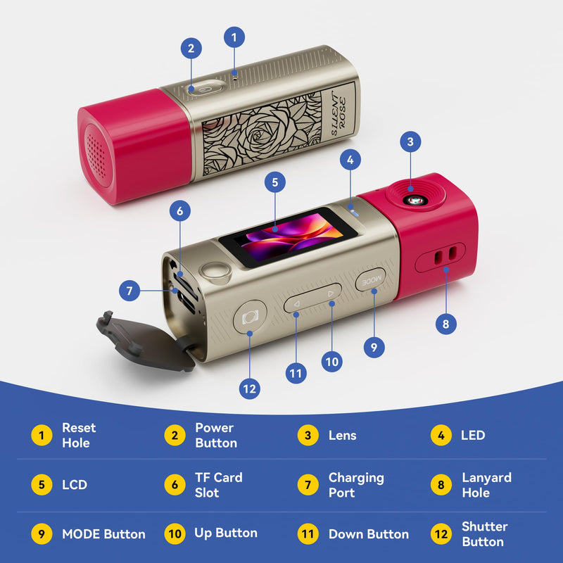 Mini Keychain Digital Camera:2K Digital Mini Camera with 16GB Card,Vintage Keychain Video Camera, 1" HD LCD Display, 400mAh Battery Portable Small Cameras with Elegant Gift Box for Travel,Kids,Gifts Gilt