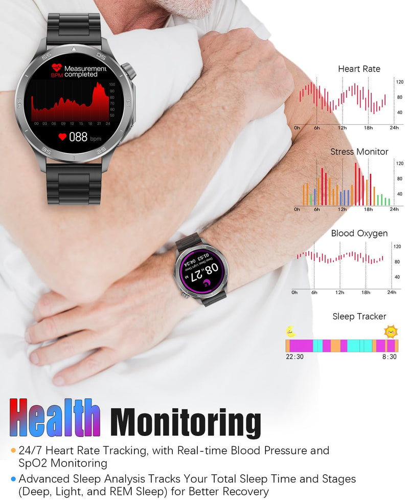 Smart Watch for Men, GPS Sports Mens Smartwatch, 1.53" HD Screen IP67 Waterproof, Answer/Make Call, Heart Rate Monitor, Sleep Tracking, Fitness Tracker, Compatible for Android iOS (Black X2Max)