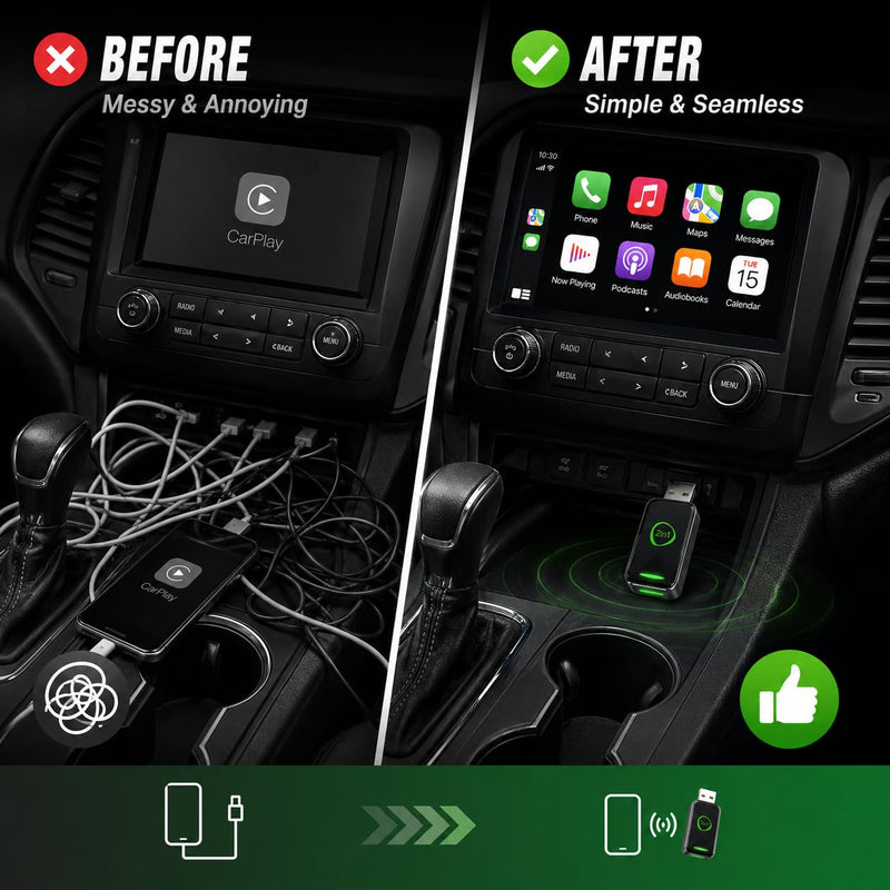 Wireless CarPlay Adapter 2025 Upgrade,Mini USB Design for Cars with Built-in Wired Apple CarPlay, 2-in-1 Plug and Play Easy Use Fast Stable Connection Car Play for iPhone(Black) black