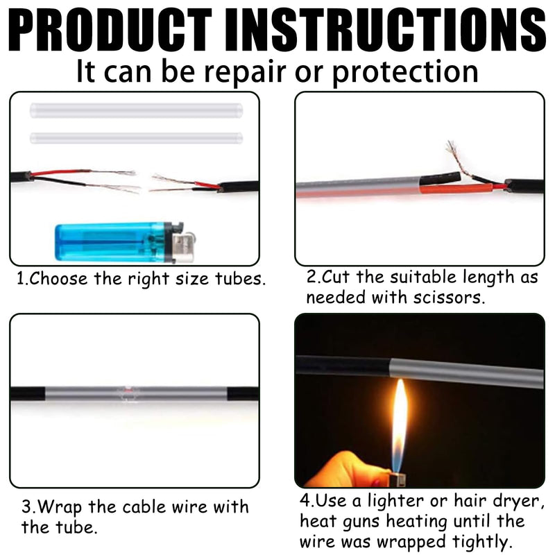 Heat Shrink Tube Set, Waterproof Heat Shrink Connectors in 6 Sizes, Transparent, Ideal for Electrical Insulation and Cable Repairs, Pack of 150