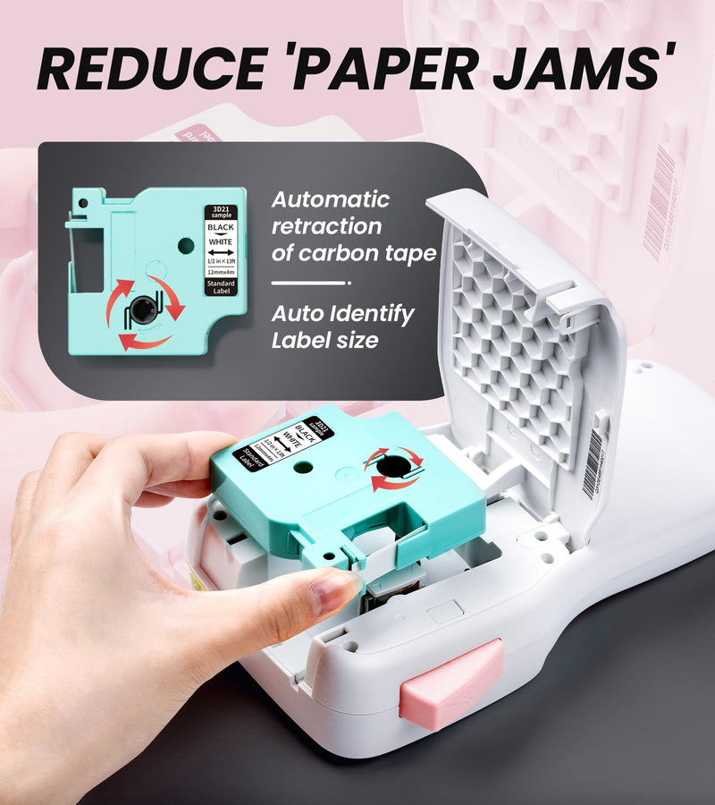 [AUSTRALIA] - Rechargeable Label Maker, Pink Label Maker with Keyboard, Handheld Label Maker Machine with Bluetooth Backlit Large Display LM1600, Portable Labeler for Home & Office Organization School 