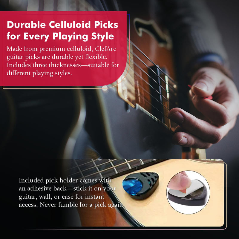 [AUSTRALIA] - Guitar Wall Mount - 2 Pack Black Guitar Wall Hangers, Guitar Picks, Pick Holder, Guitar Accessories, U-Shape Hardwood Guitar Hanger, Gifts for Guitarists, with 6 Assorted Guitar Picks Black 2 Pack 